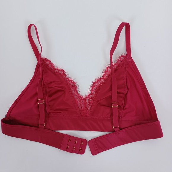 Vince Camuto Cerise (Deep Reddish Pink) Satin Lace-Trimmed Bralette (VC10754) - Picture 4 of 8